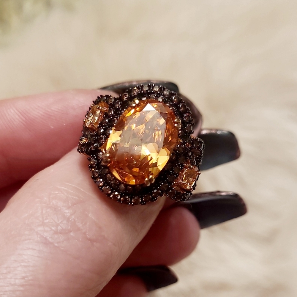 11.53CTW Champagne & Mocha Diamonds Rose Gold Ring Size 8